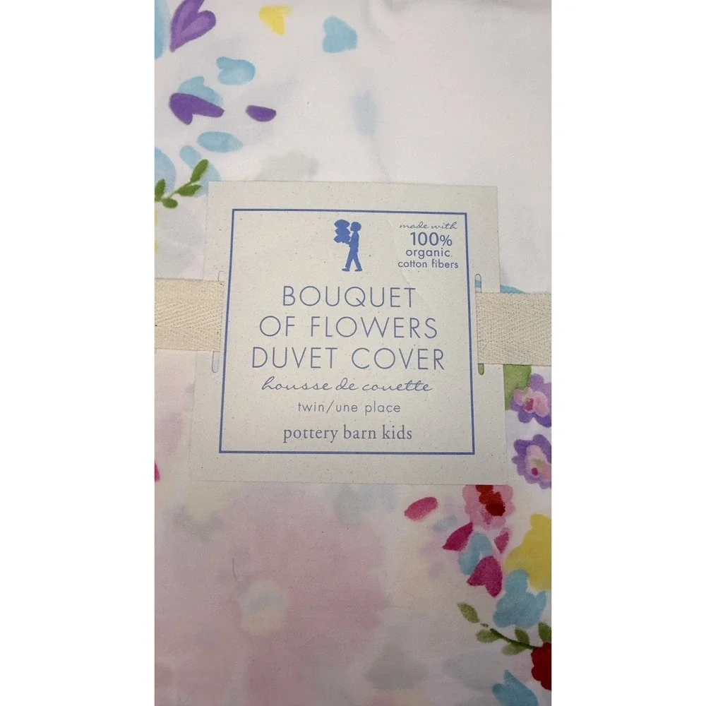 Pottery Barn Kids Duvet Cover Bouquet of Flowers Twin Organic Cotton Floral